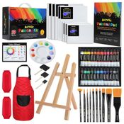 Kit Lápis de Cor Profissional com Estojo 59 peças Tintas Acrílicas, Aquarela, MMARTE ETTZ1US, Branco