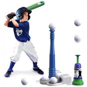 Kit Beisebol com Arremessador Automático e 6 Bolas para Crianças de 3 a 8 Anos, QDRAGON, Azul