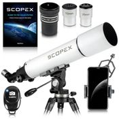 Telescópio Astronômico 180x com Adaptador de Celular, Controle Remoto, Bluetooth e Bolsa para Transporte, Scopex 9...