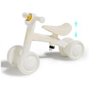 Bicicleta sem Pedal com Assento Ajustável e 4 Rodas para Crianças de 1 a 3 Anos, Luddy, Branco