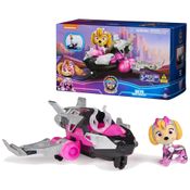 Jato de Resgate com Boneco Skye Mighty Pups Luzes e Sons para Crianças Acima de 3 Anos, Patrulha Canina, Rosa