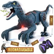 Brinquedo Dinossauro Velociraptor Robô com Controle Remoto, Balança a Cabeça e Rabo para Crianças Acima de 3 Anos, Dib...