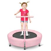 Mini Cama Elástica Dobrável com Alça Ajustável e Fácil Montagem, para Crianças de 2 a 5 Anos, Bcan, Rosa