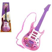 Brinquedo Guitarra Musical Star com Luz Show Music Art Brink Rosa 3+