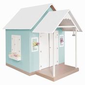 Casinha de Brinquedo com Telhado Branco/Verde Água L12 - Criança Feliz