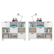 Kit 2 Nichos Organizadores com Rodízios Toys 3 Gavetas Q01 Branco - Mpozenato