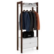 Guarda Roupa Solteiro Closet AZ1011 Branco/Nogal - Tecno Mobili