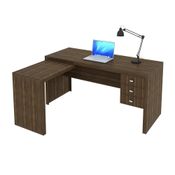 Mesa de Canto Para Escritório 3 Gavetas ME4106 Nogal - Tecno Mobili