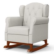Poltrona de Amamentação Base Madeira Balanço Lucy P04 Linho Off White - Mpozenato