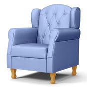 Poltrona de Amamentação com Pés de Madeira Lucy P04 Sintético Azul - Mpozenato