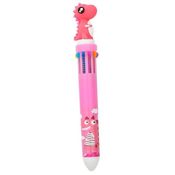 Caneta Multicolorida 10 Cores Dino SB02 Rosa