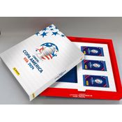 CONMEBOL COPA AMÉRICA USA 2024 - Kit Box Premium Álbum Capa Dura Prata + 30 Envelopes