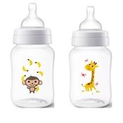 Kit com 2 Mamadeiras Classica Macaco e Girafa 260ML Philips AVENT