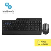 Kit Teclado e Mouse Rapoo Sem Fio BT+2.4Ghz Black 5 Anos de Garantia Pilha Inclusa 8200T - RA005OUT [Reembalado] RA005OUT