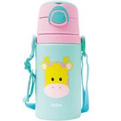 Garrafinha Aluminio com Canudo Animal FUN Girafa 400ML Buba