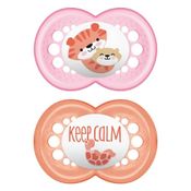 Kit 2 Chupetas Bico de Silicone Sayings 6m+ Rosa - MAM