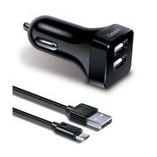 Carregador veicular 2 x USB, 2.4 A + cabo micro USB