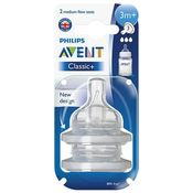 Bico Mamadeira Classic Fluxo Medio Nº3 (3M+) Philips AVENT SCF633/27 - 2 Unidades