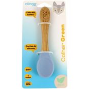 COLHER DE BAMBU E SILICONE - LINHA ECO GREEN - AZUL - CLINGO