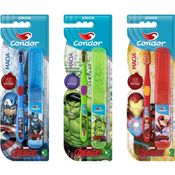 ESCOVA DE DENTE + ESTOJO AVENGERS JUNIOR MACIA 4 ANOS CONDOR