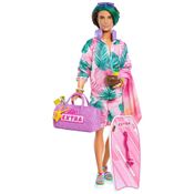 Boneca Barbie Extra Fly Ken com Acessórios para Roupas de Viagem com Tema de Praia, Azul