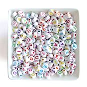 Miçanga Infantil Letras Vogais Coloridas Redonda, 6mm - 215 pçs