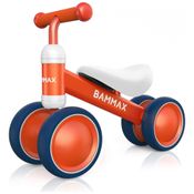 Bicicleta sem Pedal com 4 Rodas para Crianças de 9 a 24 Meses, Bammax, Laranja