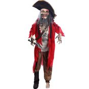 Halloween Pirata Baruki Esqueleto Boneco Eletronico Assustador com Sensor Movimento e Som Decoração Realista Dia das Bruxas