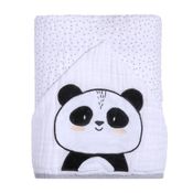 Toalha De Banho Soft Capuz Bordado Panda Papi