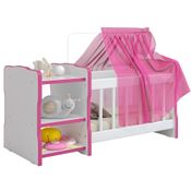 Berço Para Boneca Cristal Ursinho C02 Brinquedo Infantil Branco Rosa - Lyam Decor