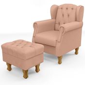Poltrona de Amamentação Yara P02 Com Puff Paris Luis Xv L02 Linho Rosê - Lyam Decor