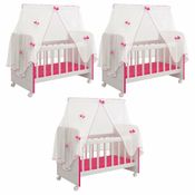 Kit 03 Berços Para Boneca Magia C02 Brinquedo Infantil Branco Rosa - Lyam Decor