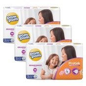 Kit 3 Fraldas Pom Pom Protek Jumbo G com 14un cada