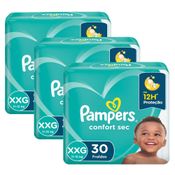 Kit 3 Fraldas Pampers Confort Sec XXG com 90 Tiras (unidades)