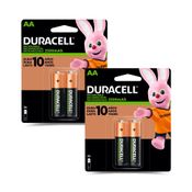 Kit 4 Pilhas Duracell Alcalina AA Recarregável