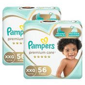 Kit Fralda Pampers Premium Care Jumbo Tamanho XXG com 112 unidades