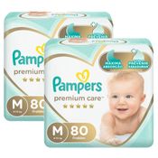 Kit Fralda Pampers Premium Care Jumbo Tamanho M com 160 unidades