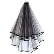 Véu Preto de Noiva Longo Duplo Com Presilha pra Fixar no Cabelo pra Fantasia Cosplay Cadáver Viúva Negra Velório