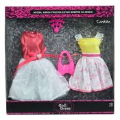 Vestido para Boneca Kit 2 Looks Vermelho e Amarelo - Candide