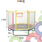 Cama Elástica Pula Pula Trampolim 1,52m com Rede Replay Kids