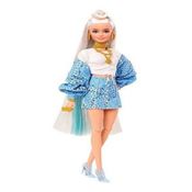 Boneca Barbie Extra Doll Cabelo Loiro Platinado Jaqueta Azul