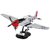 Kit de Construção Avião TOP Gun Maverick Mustang P 51D com 351 Peças, COBI, Cinza, Preto e Vermelho
