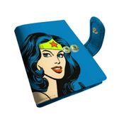 Porta Cartões Pu Dco Wonder Woman Face Azul