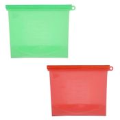 Sacos reutilizáveis para alimento 28cm verde e vermelho