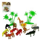 Kit 14 Animais Selvagem De Cartoon World Com Acessorios