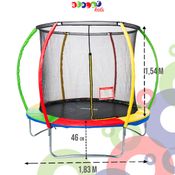 Cama Elástica Pula Pula Trampolim 1,83m com Rede Replay Kids