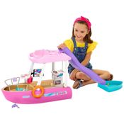 Barco de Brinquedo da Barbie com 20 Peças, Incluindo Piscina, Golfinho Escorregador e Acessórios Temáticos do Oceano