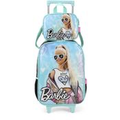 Kit Mochila de Rodinhas Lancheira Luxcel Barbie Verde