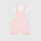 Jardineira com Body Manga Curta Little Star Rosa Baby Gut