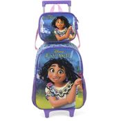 Kit Mochila de Rodinhas Lancheira Luxcel Encanto Roxo